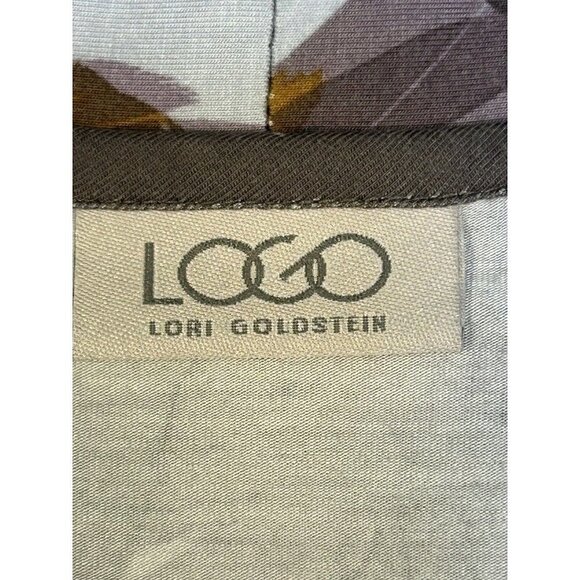 LOGO Lori Goldstein Sz M Fall Colors Print Stretch Jersey Cardigan Top Pockets - Picture 5 of 16